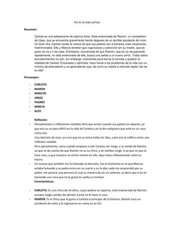 Así es la vida carlota 
Resumen: 
Carlota es una adolescente de catorce años. Está enamorada de Ramón, un compañero 
de clase