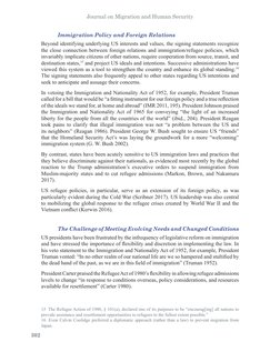 Journal on Migration and Human Security
302
Immigration Policy and Foreign Relations
Beyond identifying underlying US interes