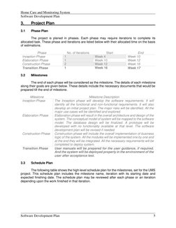 Home Care and Monitoring System 
 
 
 
Software Development Plan 
 
 
 
 
Software Development Plan 
 
 
5 
3. 
Project Plan