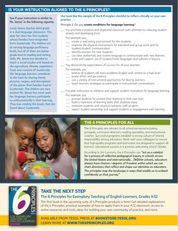 Use tools like this sample of the 6 Principles checklist to reflect critically on your own 
practice.
Principle 2: Do you cre