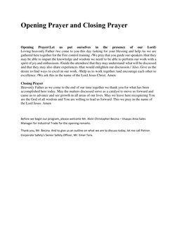 Opening and Closing Prayers for Training | PDF | God The Father | Prayer