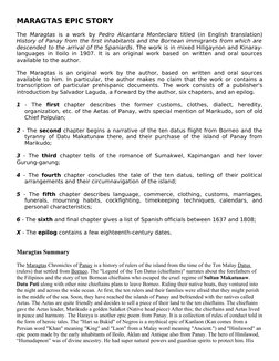 MARAGTAS EPIC STORY
The  Maragtas  (http://www.bookrags.com/Maragtas)is a work by  Pedro Alcantara Monteclaro titled (in Engl
