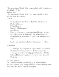 2 
 
*The awardees of Grade 9-St. Lorenzo Ruiz with their adviser, 
Ms. Gladys C. Ko  
Tailing next, 
*The awardees of Grad