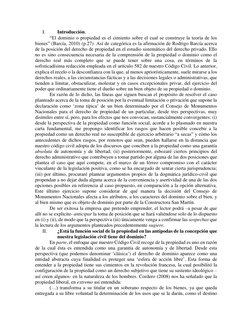 I. 
Introducción. 
“El dominio o propiedad es el cimiento sobre el cual se construye la teoría de los 
bienes” (Barcía, 2