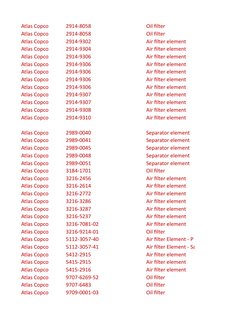 Atlas Copco
2914-8058
Oil filter
Atlas Copco
2914-8058
Oil filter
Atlas Copco
2914-9302
Air filter element
Atlas Copco
2914-9