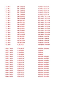 Air Man
3214312400
Air Filter Element
Air Man
3214312500
Air Filter Element
Air Man
3214312600
Air Filter Element
Air Man
321