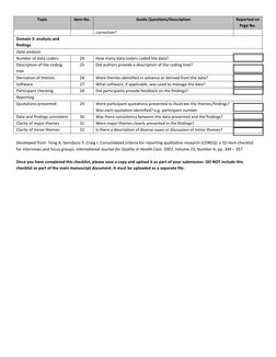 COREQ Checklist for Qualitative Research | PDF | Qualitative Research ...