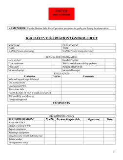 Job Task Observation Planned Job Observation Schedule Template | PDF | Occupational Safety ...