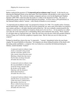 Dipping the stream once more. 
 
************ 
Barber conducted the premiere of “A stopwatch and an ordnance map” himself