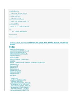 lcd.clear(); 
  lcd.print("finger ID:"); 
  lcd.print(id); 
  lcd.setCursor(0,1); 
  lcd.print("Place Finger"); 
  delay(20
