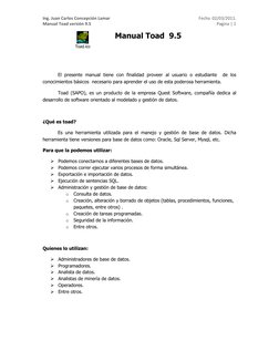 Manual de Toad 9.5: Guía de Uso Básico | PDF | SQL | Bases de datos