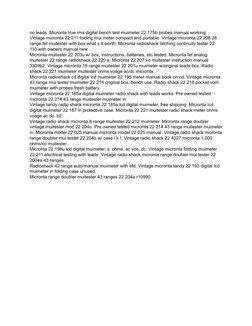no leads. Micronta true rms digital bench test muimeter 22 175b probes manual working. 
Vintage micronta 22 211 folding mui m