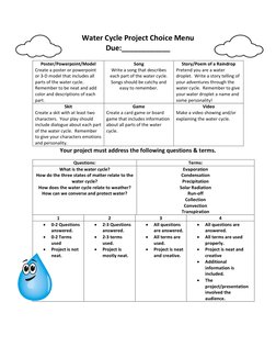 4th Grade Water Cycle Project Options | PDF | Water Cycle | Earth Sciences