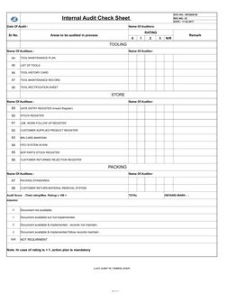 Internal Audit Checklist Template Download Printable Pdf Templateroller