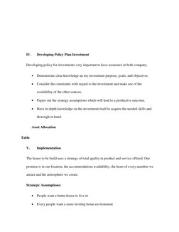 IV. 
Developing Policy Plan Investment  
Developing policy for investments very important to have assurance in both com