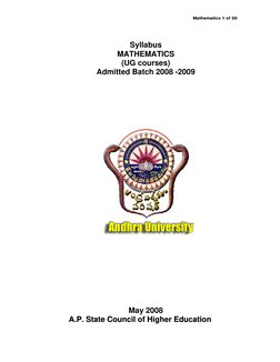 M
Maatthheem
maattiiccss  11  ooff  2200  
 
Syllabus 
MATHEMATICS 
(UG courses) 
Admitted Batch 2008 -2009
