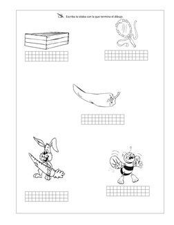  Escriba la silaba con la que termina el dibujo.