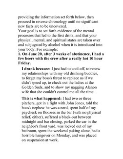 providing the information set forth below, then 
proceed in reverse chronology until no significant 
new facts are to be unco