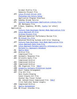 Acrobat Profile File 
        Homesite Project File 
  .API  Lotus Printer Driver Info 
        Photoshop Ink Colors
