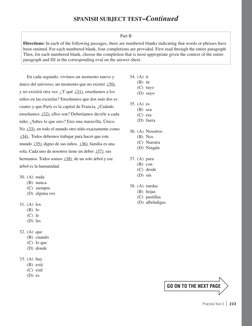 Practice Test 3  |  2 3 3
SPANISH SUBJECT TEST–Continued
GO ON TO THE NEXT PAGE
En cada segundo, vivimos un momento nuevo y