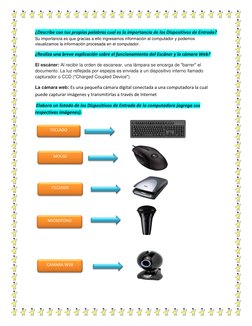 ¿Describe con tus propias palabras cual es la importancia de los Dispositivos de Entrada? 
Su importancia es que gracias a el