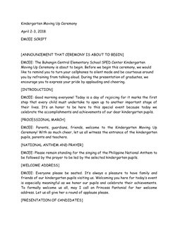 Kindergarten Moving Up Ceremony Script | PDF | Behavior Modification