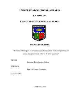 UNIVERSIDAD NACIONAL AGRARIA 
 
LA MOLINA 
 
 
FACULTAD DE INGENIERIA AGRICOLA 
 
 
PROYECTO DE TESIS:  
 
 
“Sistema arduino