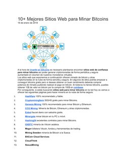10+ Mejores Sitios Web para Minar Bitcoins
16 de enero de 2018
A la hora de invertir en bitcoins  (http://www.mundobtc.com/la