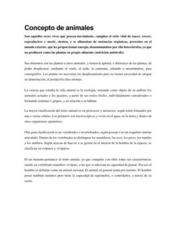 Concepto de animales 
Son aquellos seres vivos que poseen movimiento, (https://deconceptos.com/ciencias-naturales/movimiento)