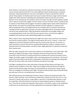 As the distance is increased over a period of several days, the bird's food intake must be rationed to 
ensure a prompt respo
