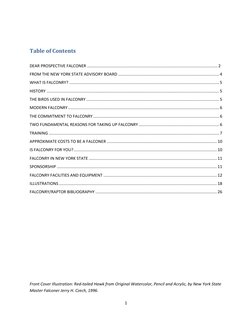 Table of Contents 
DEAR PROSPECTIVE FALCONER ................................................................................