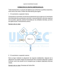 Apuntes Contabilidad Avanzada 
 
FORMACIÓN DE GRUPOS EMPRESARIALES. 
Toda empresa tiene un conjunto de objetivos que confor