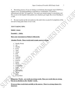 Super Condensed Portable HESI Study Guide
7
4.     Becoming anxious. If you are feeling overwhelmed, discouraged, tired: STOP