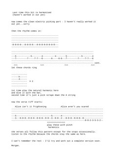 Last time this bit is harmonised
 (haven't worked it out yet)
now comes the clean electric picking part - I haven't really w