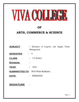 Page | 1  
 
 
 
OF 
ARTS, COMMERCE & SCIENCE 
 
 
  SUBJECT         
: Elements of Logistic and Supply Chain         
Mana
