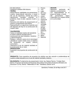 de robot arduino. 
Instalación software S4A-Arduino 
TEORIA: 
Desarrollamos habilidades de pensamiento 
creativo desarrolland