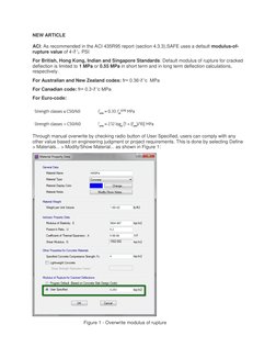 NEW ARTICLE 
 
ACI: As recommended in the ACI 435R95 report (section 4.3.3),SAFE uses a default modulus-of-
rupture value of