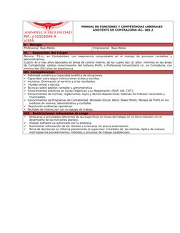 Ç
RIF.: J-31103099-9              
V-855
MANUAL DE FUNCIONES Y COMPETENCIAS LABORALES 
ASISTENTE DE CONTRALORIA /AC– 002.2
V.