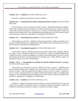 “Ley de Vehículos y Tránsito de Puerto Rico” [Ley 22-2000, según enmendada] 
 
 
Rev. 05 de febrero de 2018 
 www.ogp.pr.gov