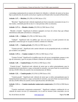 “Ley de Vehículos y Tránsito de Puerto Rico” [Ley 22-2000, según enmendada] 
 
 
Rev. 05 de febrero de 2018 
 www.ogp.pr.gov