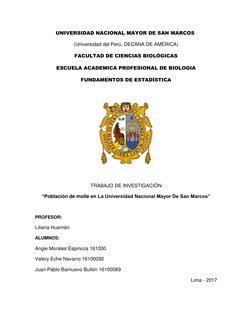 UNIVERSIDAD NACIONAL MAYOR DE SAN MARCOS 
(Universidad del Perú, DECANA DE AMÉRICA) 
FACULTAD DE CIENCIAS BIOLÓGIC