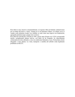 Este árbol es muy atractivo ornamentalmente, en regiones libres de heladas sudamericanas 
por su foll