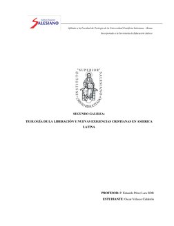 SEGUNDO GALILEA: 
TEOLOGÍA DE LA LIBERACIÓN Y NUEVAS EXIGENCIAS CRISTIANAS EN AMERICA 
LATINA