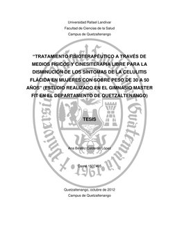 Universidad Rafael Landívar 
Facultad de Ciencias de la Salud 
Campus de Quetzaltenango 
 
 
“TRATAMIENTO FISIOTERAPÉUTICO A