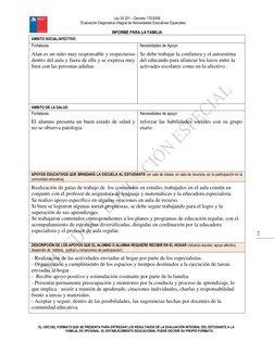 Ley 20.201 – Decreto 170/2009 
 
Evaluación Diagnóstica Integral de Necesidades Educativas Especiales  
 
INFORME PARA LA FAM