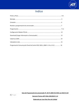 2 | P a g e  
 
Guía de Programación de comunicador IP_3G TL-2603 V3.0 DSC con DLS5 V1.63 
Gerencia Técnica ADT-Chile 23012