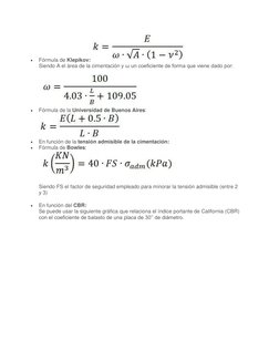  
Fórmula de Klepikov:
 
Siendo A el área de la cimentación y ω un coeficiente de forma que viene dado por: 
 
 
Fórmula de