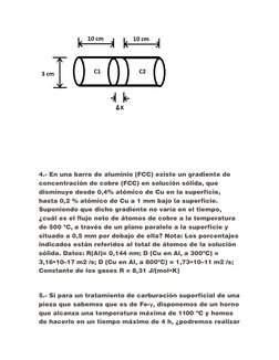 4.- En una barra de aluminio (FCC) existe un gradiente de 
concentración de cobre (FCC) en solución sólida, que 
disminuye de