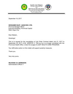 Republic of the Philippines
Province of Davao del Sur
-oOo-
PROVINCIAL HEALTH OFFICE
Davao del Sur Provincial Hospital
Lapu-L