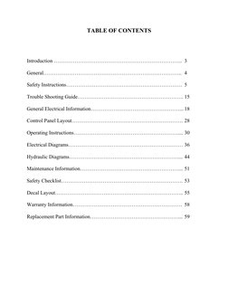 TABLE OF CONTENTS 
 
 
 
 
Introduction ……………………………………………………………….. 3 
 
General…………………………………………………………………….. 4 
 
Safety Instr